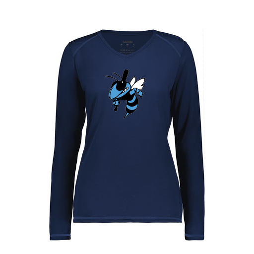 [6847.065.XS-LOGO1] Women's SoftTouch Long Sleeve (Female Adult XS, Navy, Logo 1)