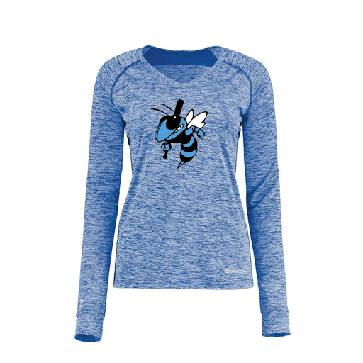 [222770.U55.XS-LOGO1] Ladies Electric Long Sleeve Shirt (Female Adult XS, Royal, Logo 1)
