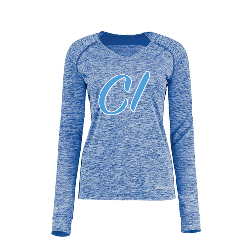 [222770.U55.XS-LOGO3] Ladies Electric Long Sleeve Shirt (Female Adult XS, Royal, Logo 3)