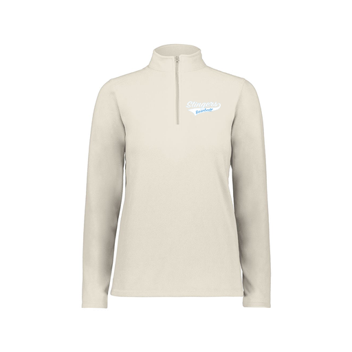 [6864.53T.XS-LOGO2] Ladies MicroFleece 1/4 Zip Pullover (Female Adult XS, White, Logo 2)
