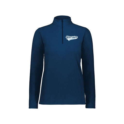 [6864.065.XS-LOGO2] Ladies MicroFleece 1/4 Zip Pullover (Female Adult XS, Navy, Logo 2)
