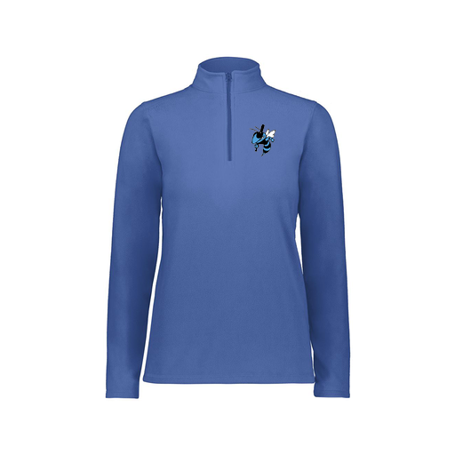 [6864.060.XS-LOGO1] Ladies MicroFleece 1/4 Zip Pullover (Female Adult XS, Royal, Logo 1)