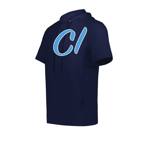 [222505.065.S-LOGO3] Men's Venturs Soft Knit Short Sleeve Hoodie (Adult S, Navy, Logo 3)